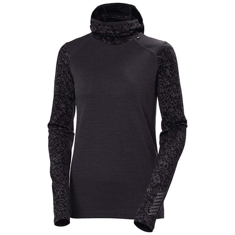 Felpa con cappuccio Helly Hansen W LIFA MERINO MIDW BLC HOODIE (BLACK GRAPE ARC REFLECT AO) donna