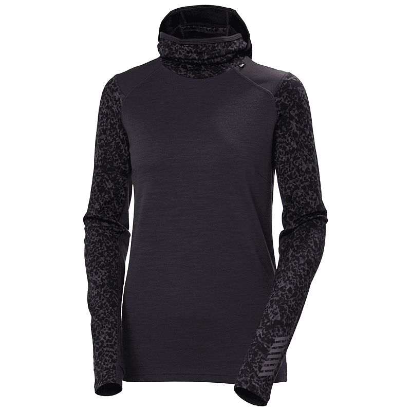 Hettegenser Helly Hansen W LIFA MERINO MIDW BLC HOODIE (BLACK GRAPE ARC REFLECT AO) kvinne