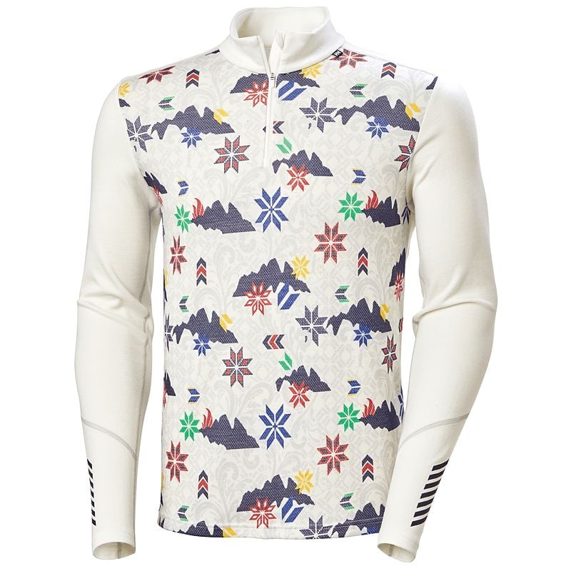 Underlayer Helly Hansen LIFA MERINO MIDWEIGHT 1/2 ZIP (OFF WHITE CORTINA AOP)