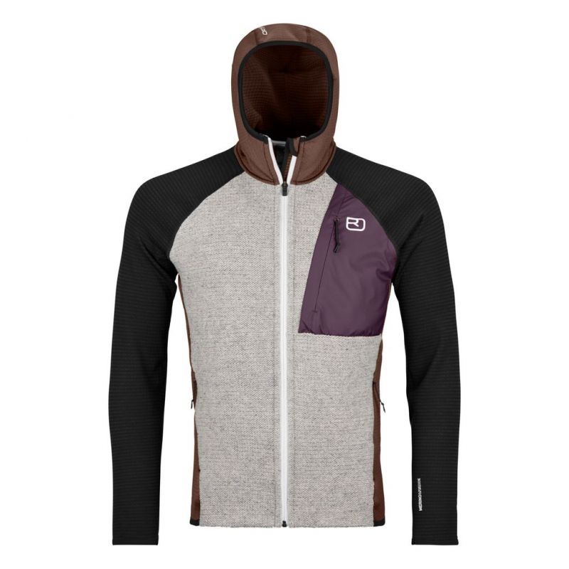Fleece Ortovox FLEECE GP CLASSIC KNIT HOODY M (tummanruskea) Mies