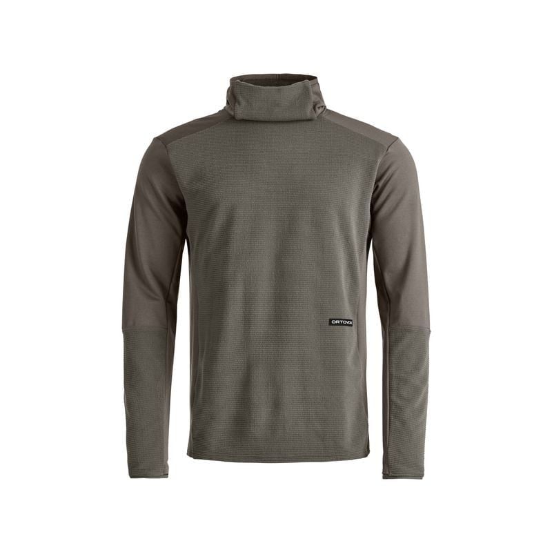 Fleece Ortovox FLEECE CORD HOODIE M (tummanharmaa ruskea) miehet