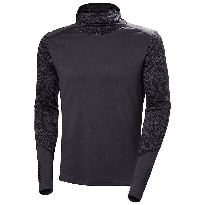 Hettegenser Helly Hansen LIFA MERINO MIDW BLC HOODIE (BLACK GRAPE ARC REFLECT AO) herre