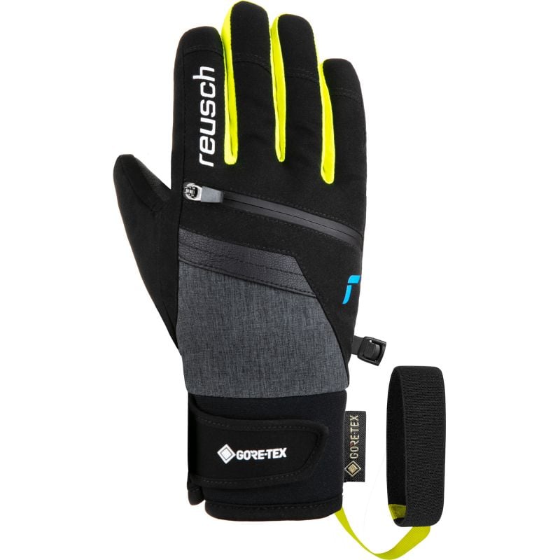 Ski handschoenen REUSCH Travis GORE-TEX (zwart / zwart melange / veiligheid geel) Junior