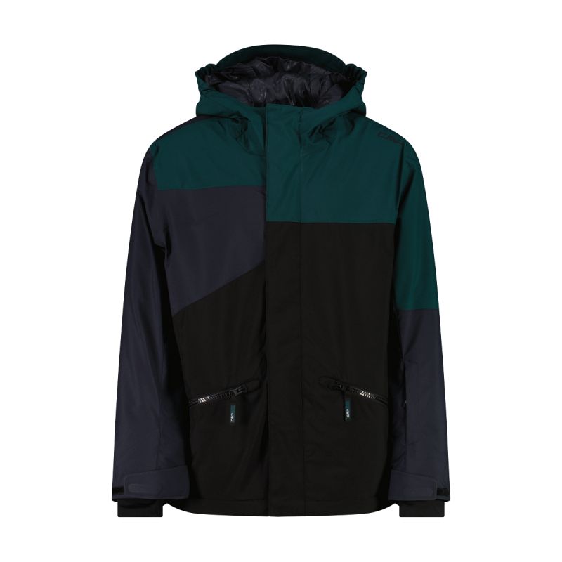 Skijakke CMP JACKET FIX HOOD (NERO-ANTRACITE-ALPINE) Barn