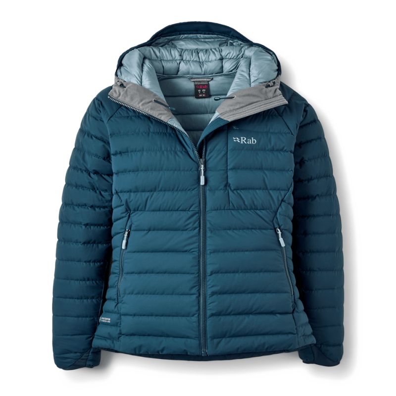 Chaqueta de plumas Rab Microlight Windstopper Hoody Wmns (Tempest blue) Mujer
