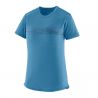 Camiseta técnica Patagonia W's Cap Cool Merino Blend Graphic Shirt (Strata Stripe: Shore Blue) Mujer