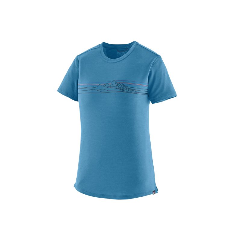 Teknisk T-Shirt Patagonia W's Cap Cool Merino Blend Graphic Shirt (Strata Stripe: Shore Blue) Kvinna