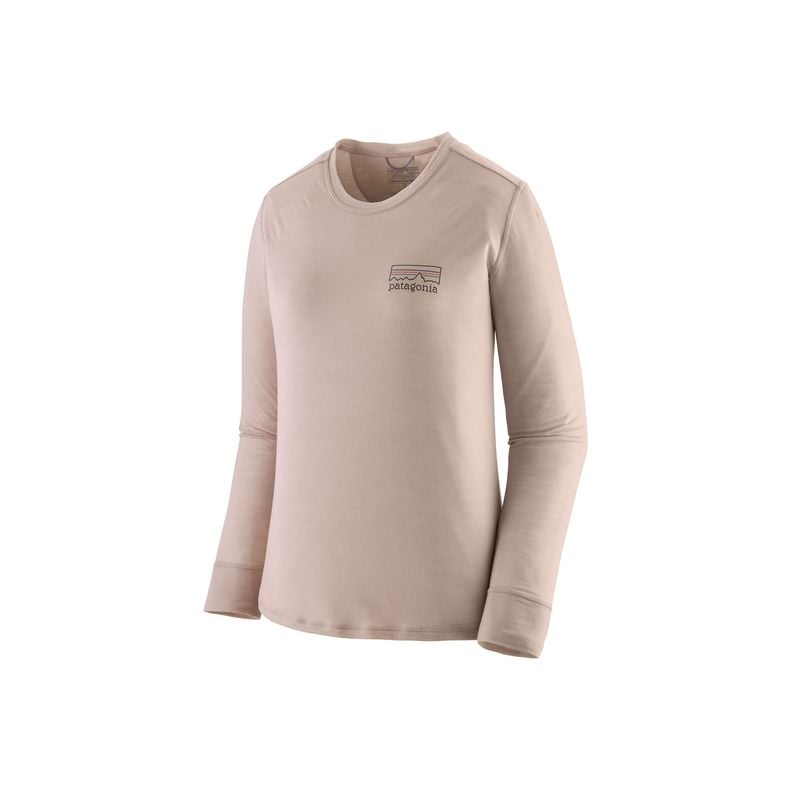 Technisches Oberteil Patagonia W's L/S Cap Cool Merino Blend Graphic Shirt (Fitz Roy Strata: Shroom Taupe) Damen