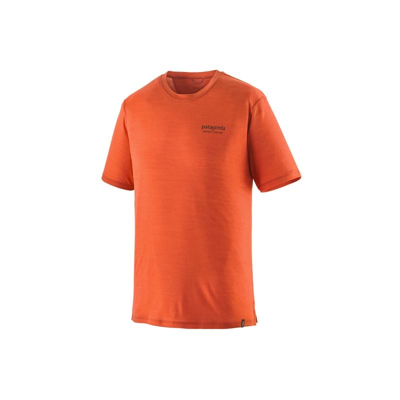 T-shirt Patagonia M's Cap Cool Merino Blend Graphic Shirt (Heritage Header: Coal Orange) Men