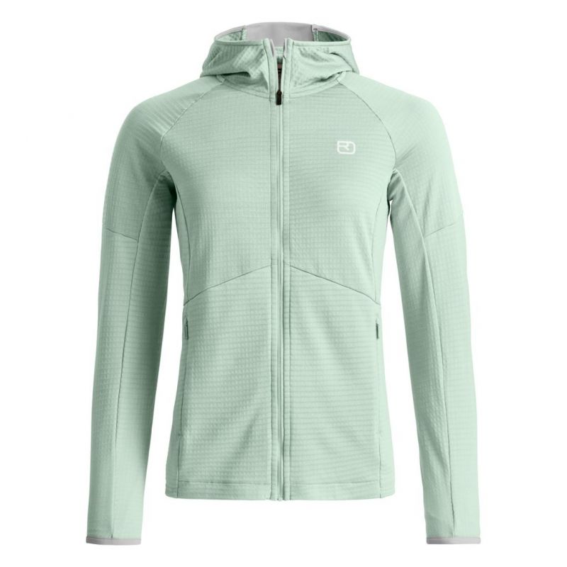 Chaqueta de forro polar Ortovox FLEECE LIGHT GRID HOODY W (green acid) Mujer