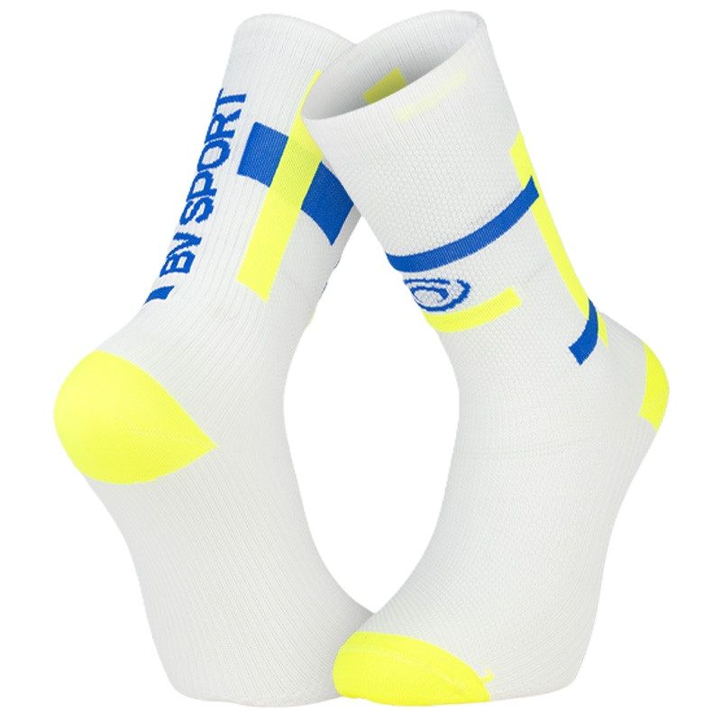 Chaussettes de running BV SPORT LIGHT RUN "HAUTE" BALI (BLANC/JAUNE)