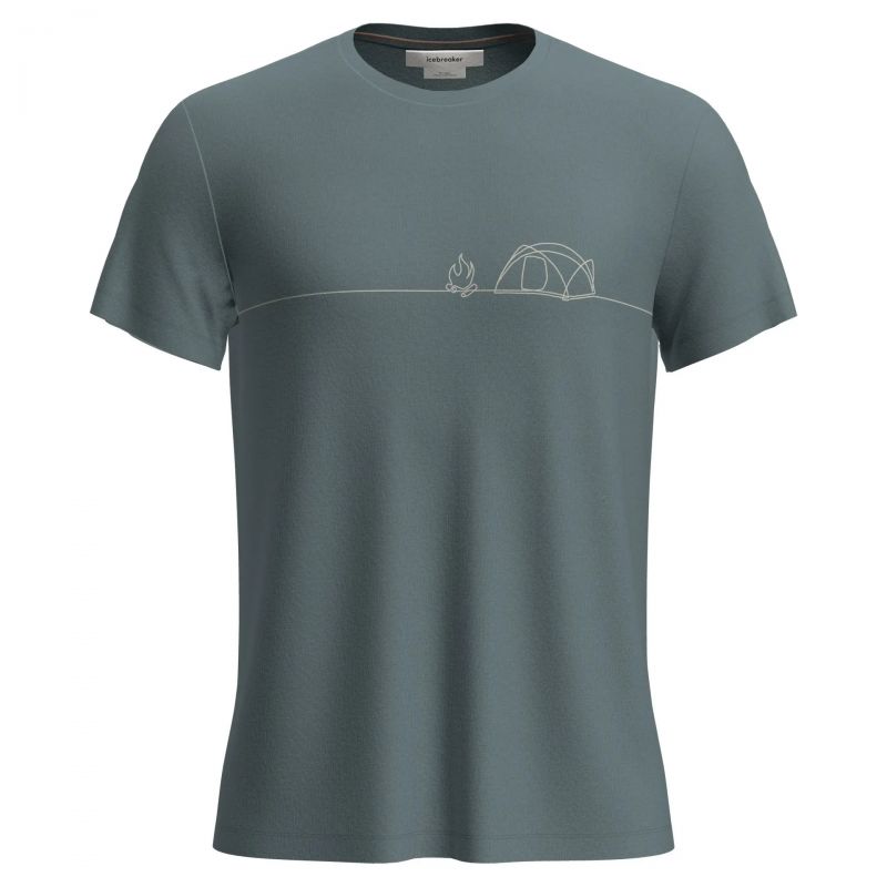 Camiseta Icebreaker M Mer Core SS Tee Single Line Camp (BLUE ASH) Hombre
