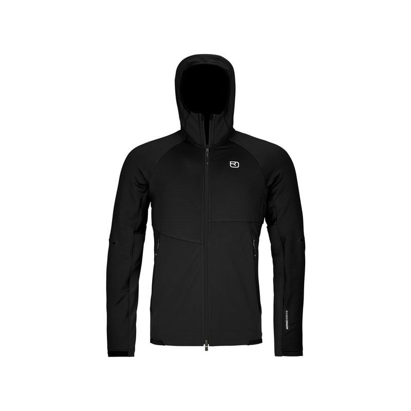 Fleece jakke Ortovox FLEECE RIB HOODY M (black raven) Menn