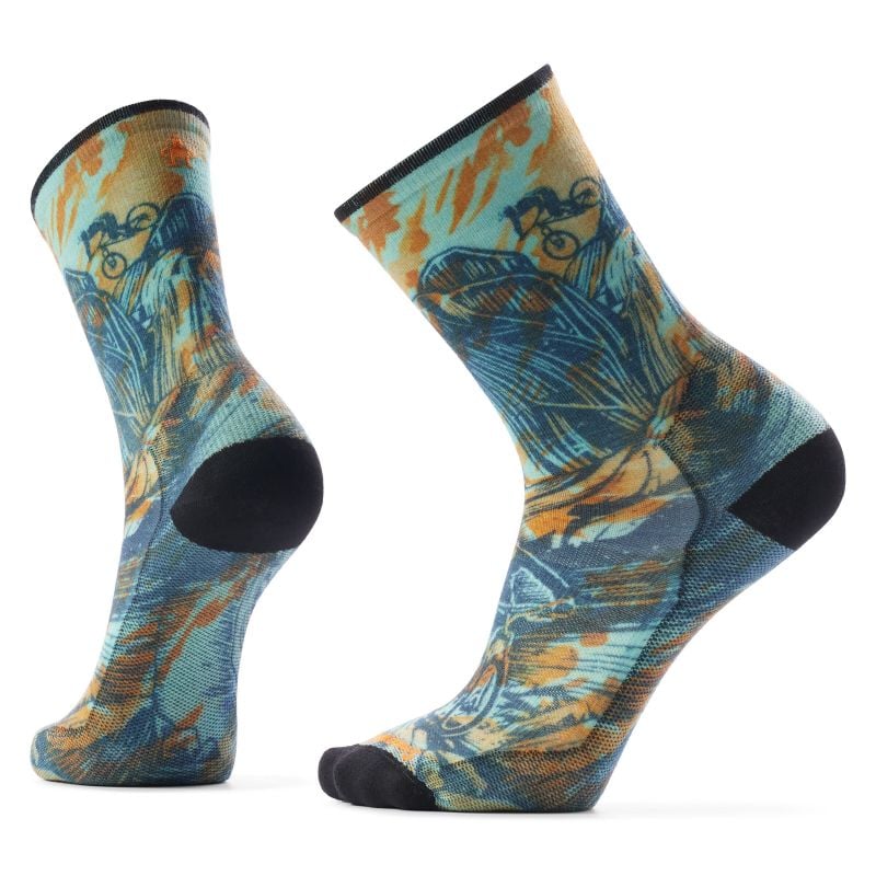 Sokker til cykling Smartwool Bike Zero Cushion Rugged Ride Print Crew Bike (CAPRI)