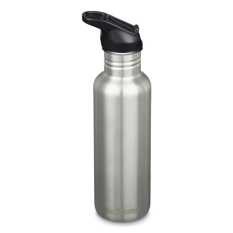 Borraccia Klean Kanteen Classic flip sport cap, 800ml/27oz (Acciaio spazzolato/coperchio nero)