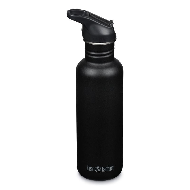 Water Bottle Klean Kanteen Classic flip sport cap, 800ml/27oz (Black)
