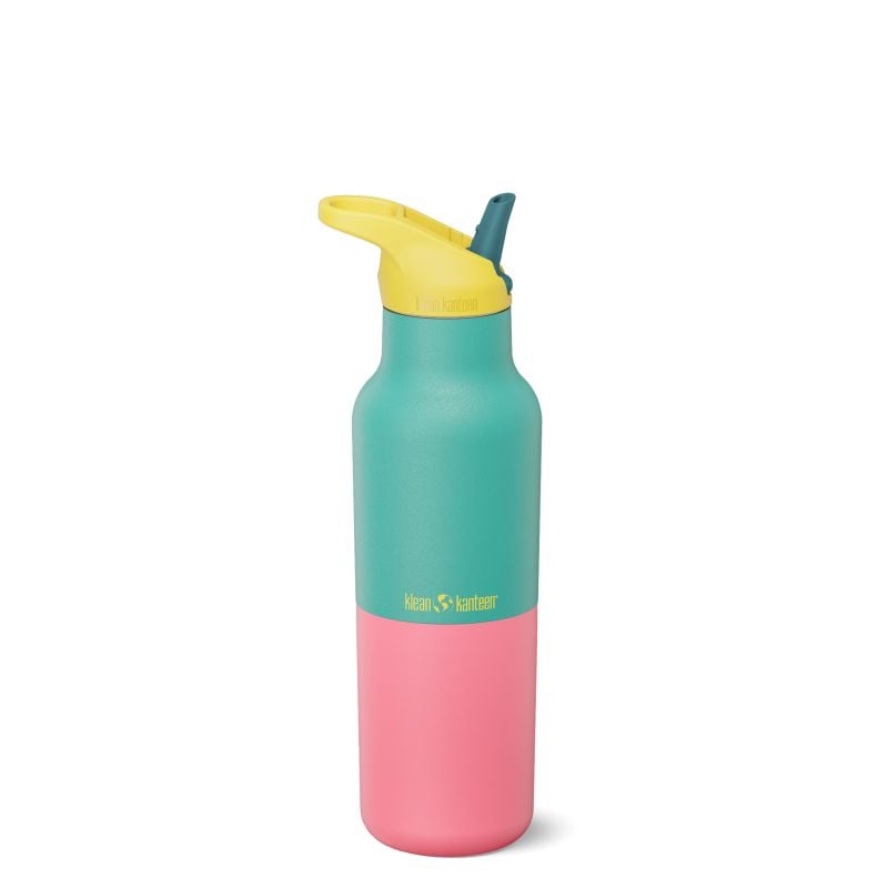 Botella isotérmica Klean Kanteen Rise Classic 473ml/16oz (Turquesa/kaleidoscopio/tapa amarilla cibernética)