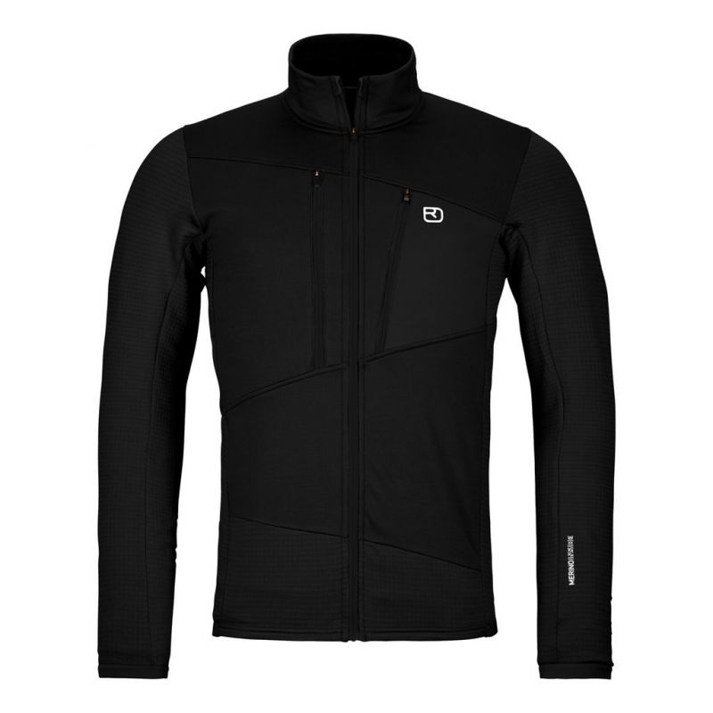 Polaire Ortovox FLEECE GRID JACKET M (black raven) Uomo