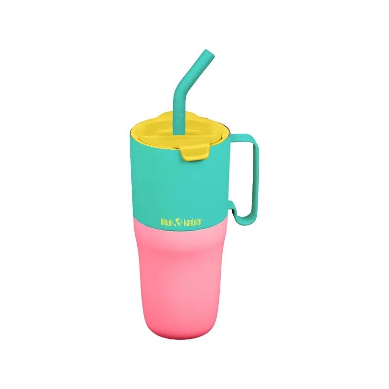 Gobelet Klean Kanteen SE Gobelet isotherme avec couvercle Flip et Paille 769ml/26oz (turkoosi/kaleidoskooppi/kyberkeltainen kans