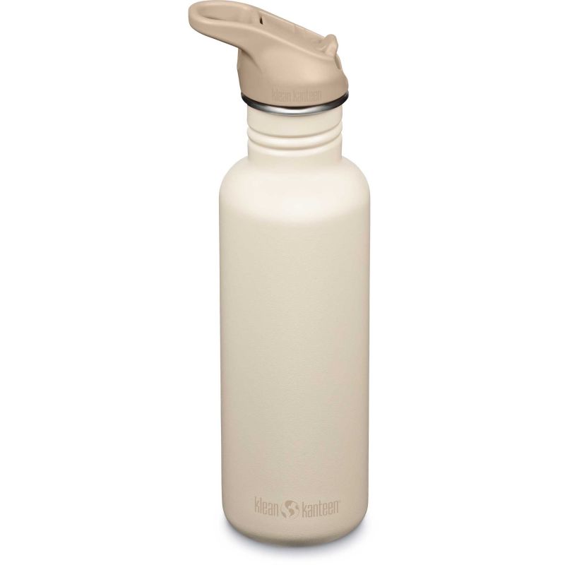 Borraccia Klean Kanteen Classic con tappo sportivo flip, 800ml/27oz (Bianco/grigio tappo)